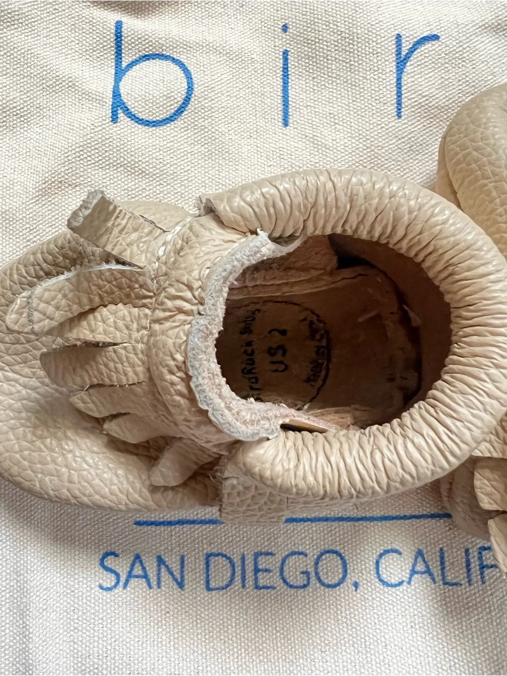 Infant Fringe Moccasins in Beige - Baby Leather Slip-Ons